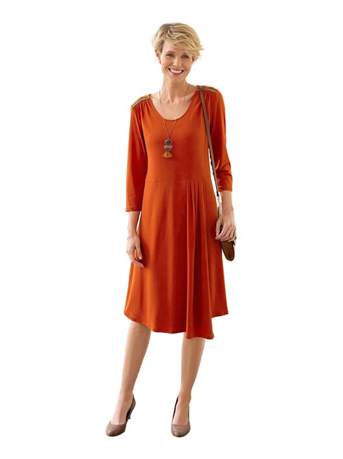 Vestido cruzado con trenza iridiscente - AFIBEL - Kiabi