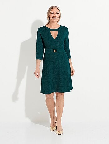 Vestido cruzado corto de punto acanalado - Afibel