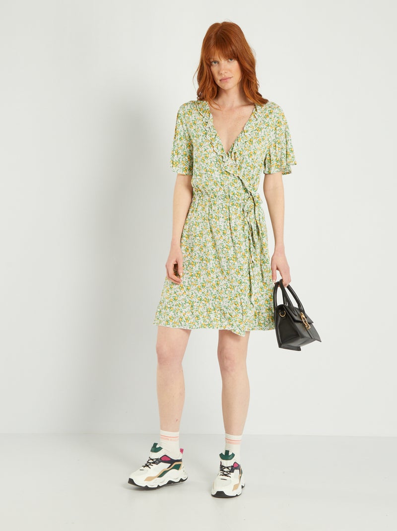 Vestido cruzado corto 'JDY' VERDE - Kiabi