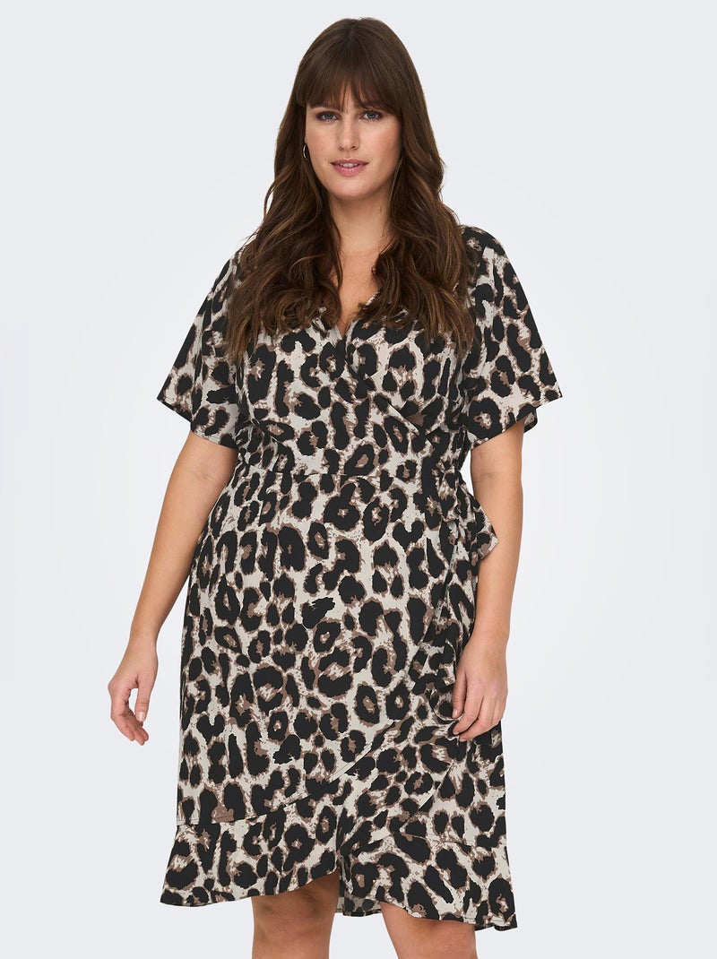 Vestido cruzado corto 'Only' leopardo - Kiabi
