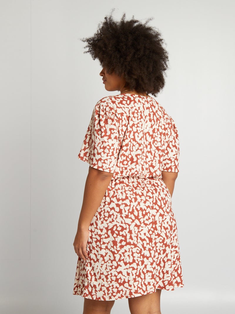 Vestido cruzado de crepé estampado NARANJA - Kiabi