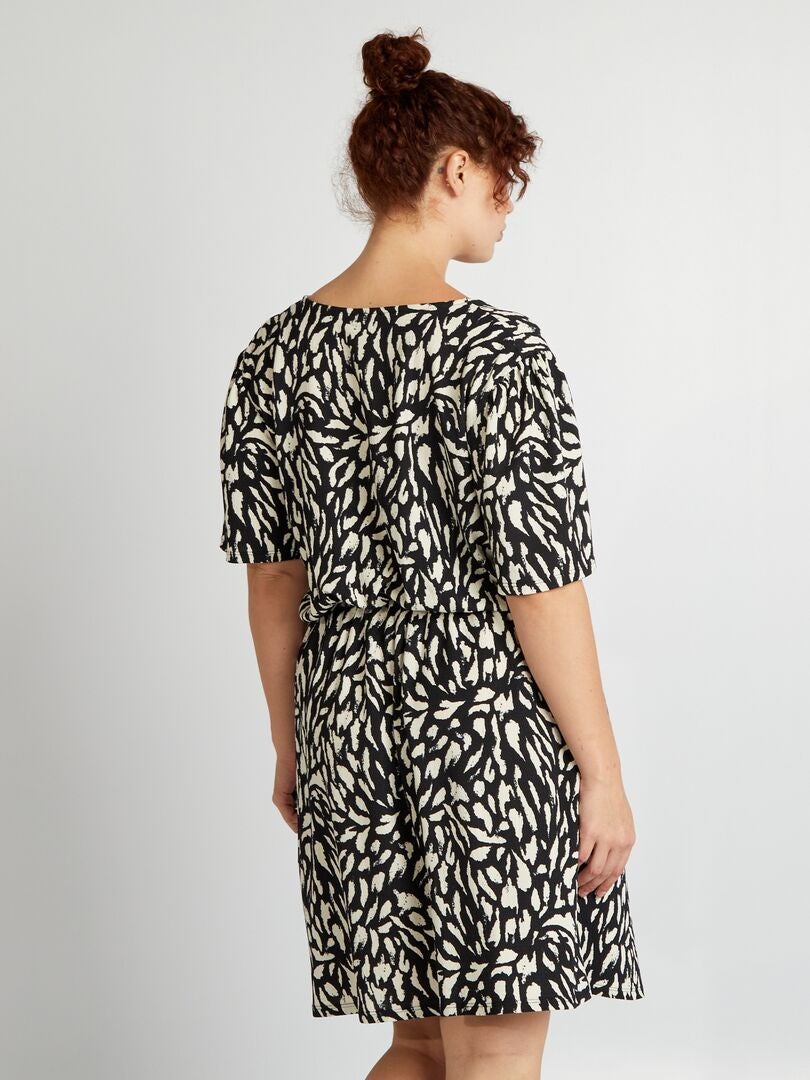 Vestido Corto Con Escote En V Estampado Para Mujer