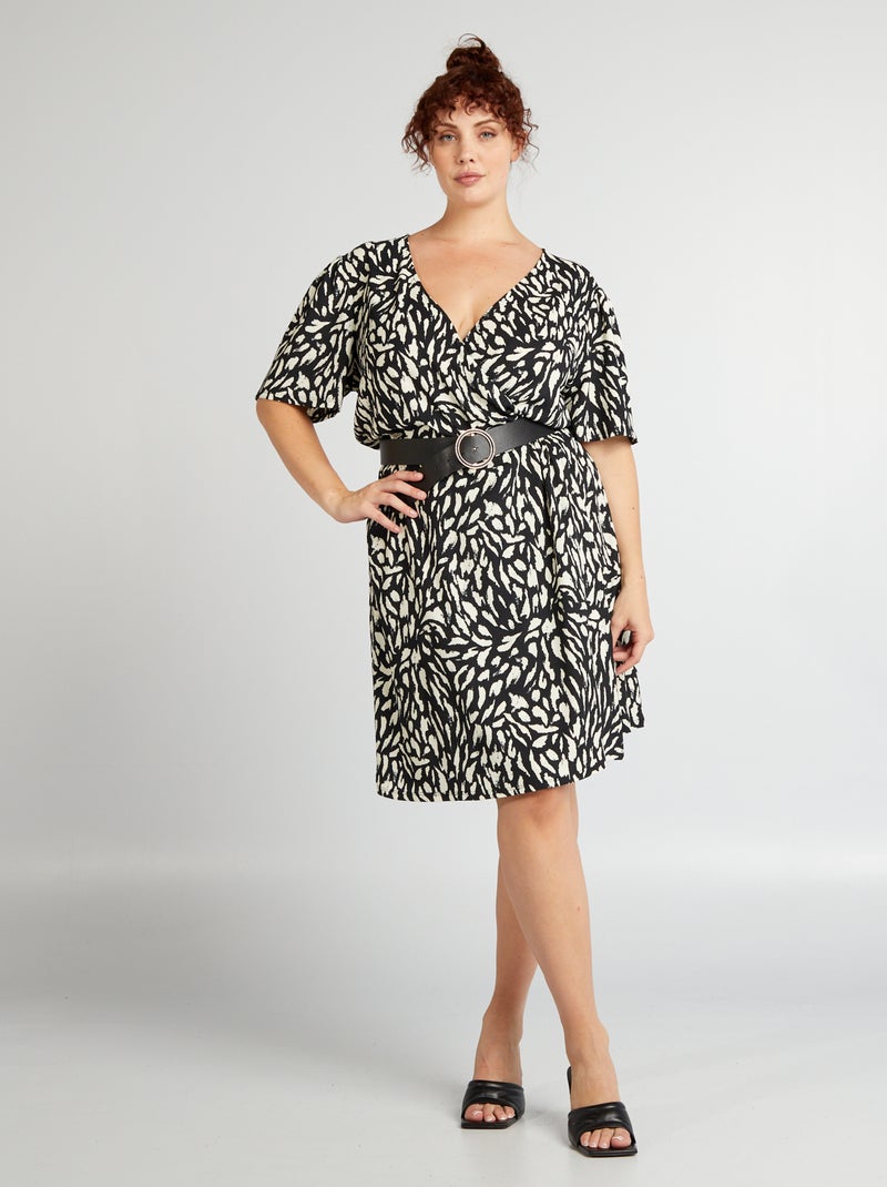 Vestido Corto Con Escote En V Estampado Para Mujer