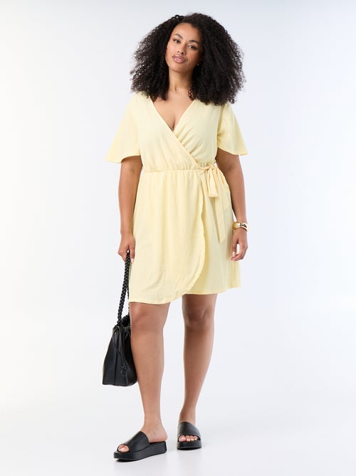 Vestido cruzado de punto gofrado - Kiabi