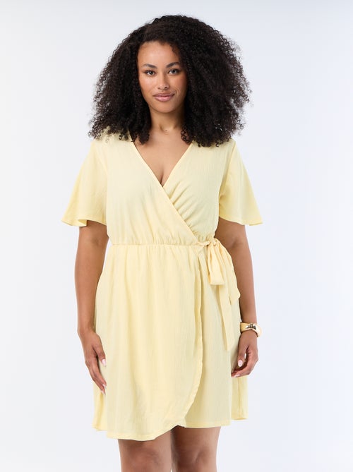 Vestido cruzado de punto gofrado - Kiabi