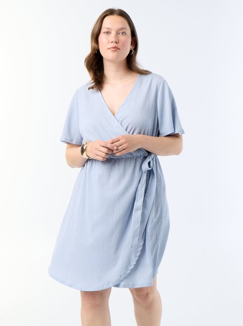 Vestido cruzado de punto gofrado - Kiabi