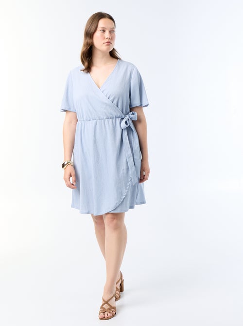 Vestido cruzado de punto gofrado - Kiabi