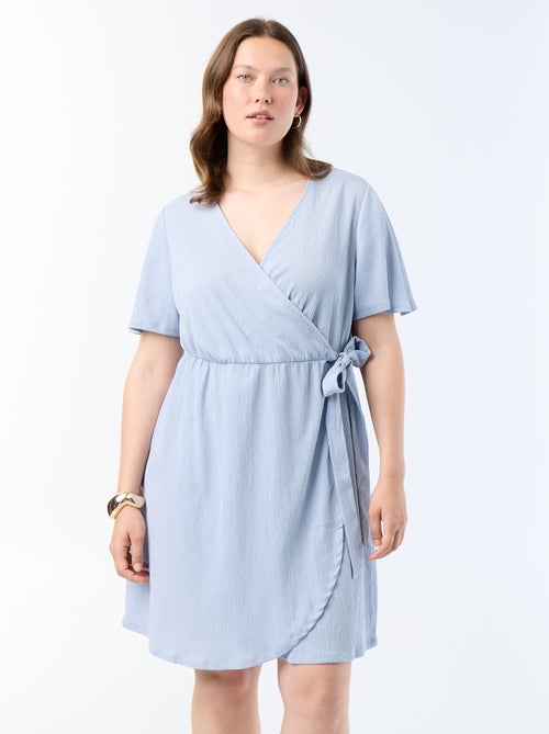 Vestido cruzado de punto gofrado - Kiabi
