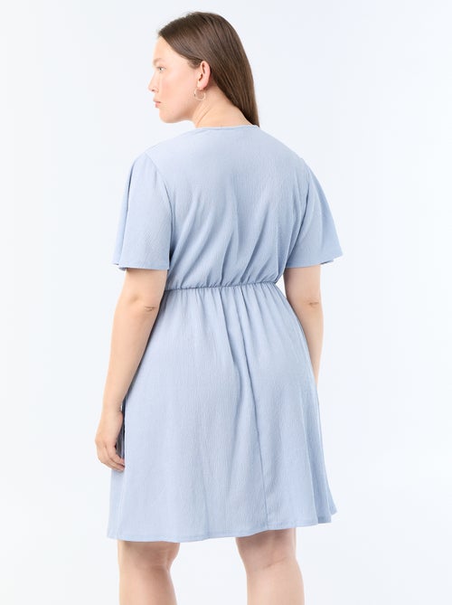 Vestido cruzado de punto gofrado - Kiabi
