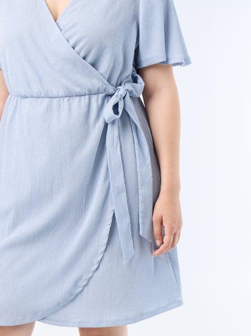 Vestido cruzado de punto gofrado - Kiabi