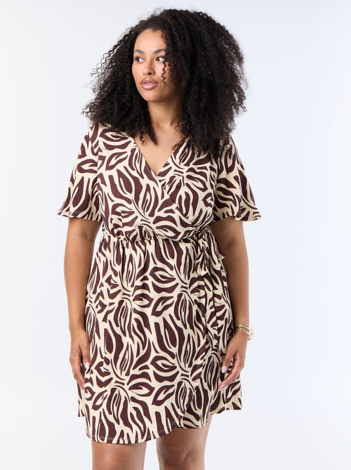 Vestido cruzado de punto gofrado - Kiabi