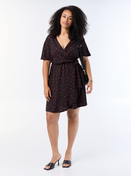 Vestido cruzado de punto gofrado - Kiabi