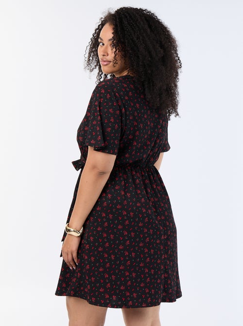 Vestido cruzado de punto gofrado - Kiabi
