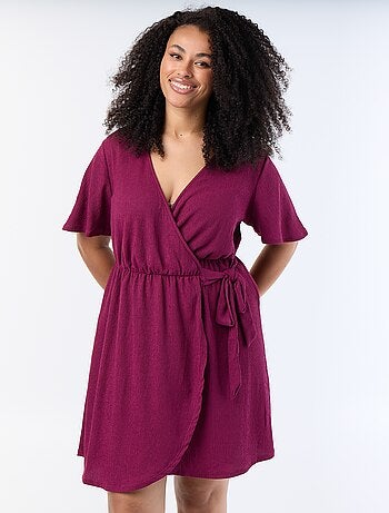 Vestido cruzado de punto gofrado