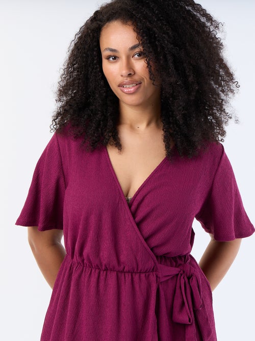 Vestido cruzado de punto gofrado - Kiabi