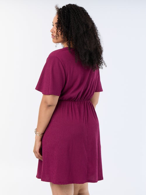 Vestido cruzado de punto gofrado - Kiabi