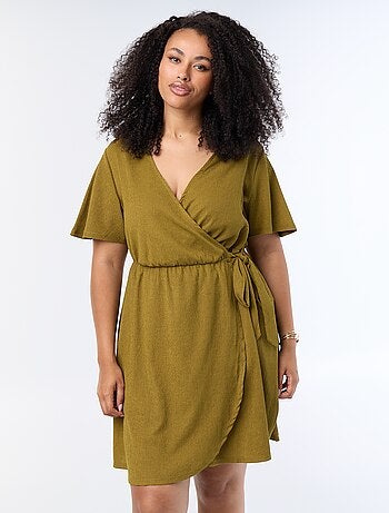 Vestido cruzado de punto gofrado