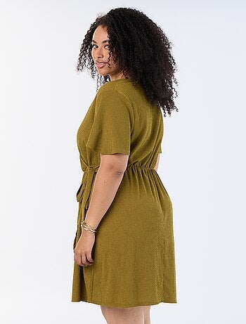 Vestido cruzado de punto gofrado
