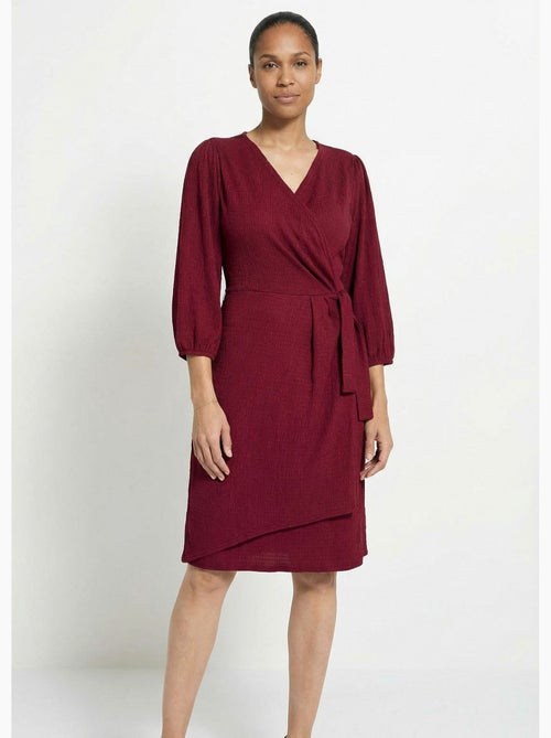 Vestido cruzado de punto gofre - Afibel - Kiabi