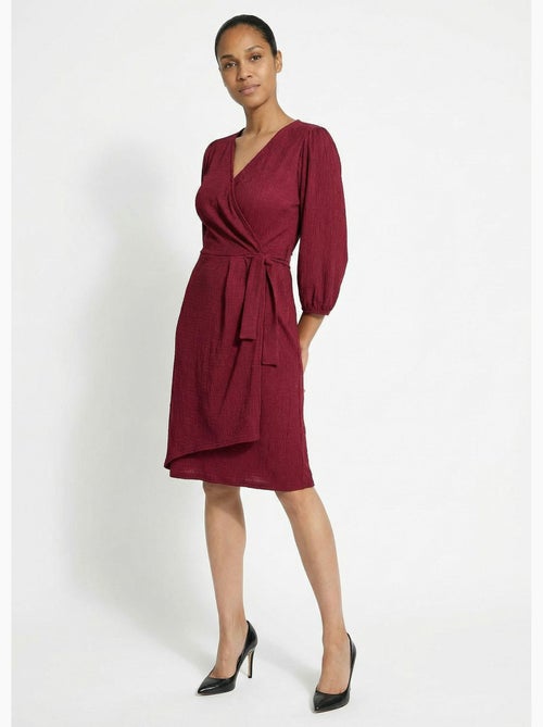 Vestido cruzado de punto gofre - Afibel - Kiabi