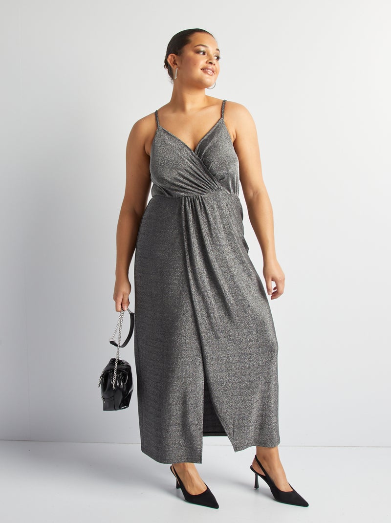 Vestido cruzado de punto GRIS - Kiabi