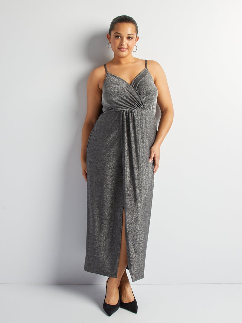 Vestido cruzado de punto GRIS - Kiabi
