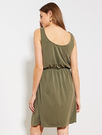 Vestido cruzado de tejido vaporoso - Kiabi