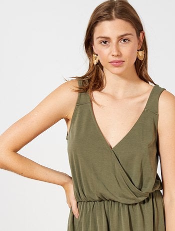 Vestido cruzado de tejido vaporoso - Kiabi