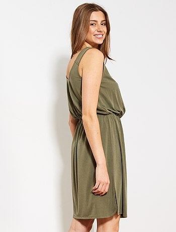 Vestido cruzado de tejido vaporoso - Kiabi