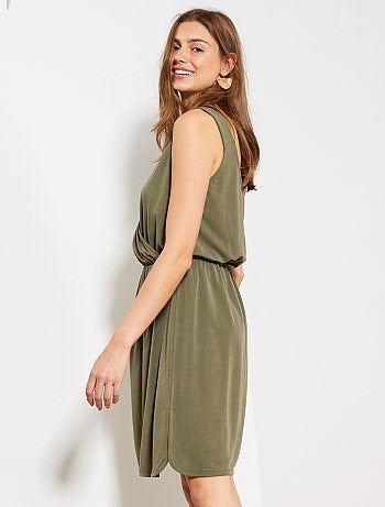 Vestido cruzado de tejido vaporoso - Kiabi