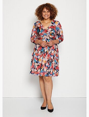 Vestido cruzado drapeado estampado - AFIBEL