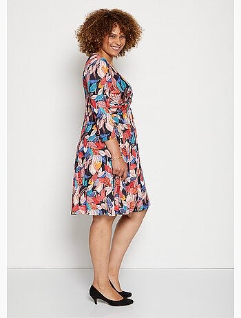 Vestido cruzado drapeado estampado - AFIBEL