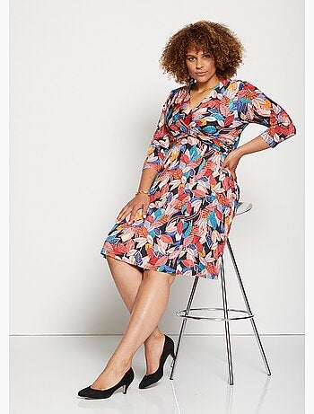 Vestido cruzado drapeado estampado - AFIBEL