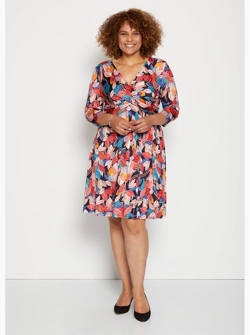 Vestido cruzado drapeado estampado - AFIBEL - Kiabi