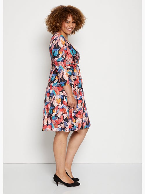 Vestido cruzado drapeado estampado - AFIBEL - Kiabi