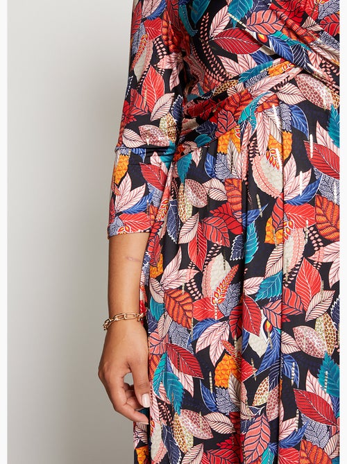 Vestido cruzado drapeado estampado - AFIBEL - Kiabi