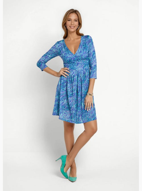 Vestido cruzado elástico con cintura plisada - Afibel - Kiabi