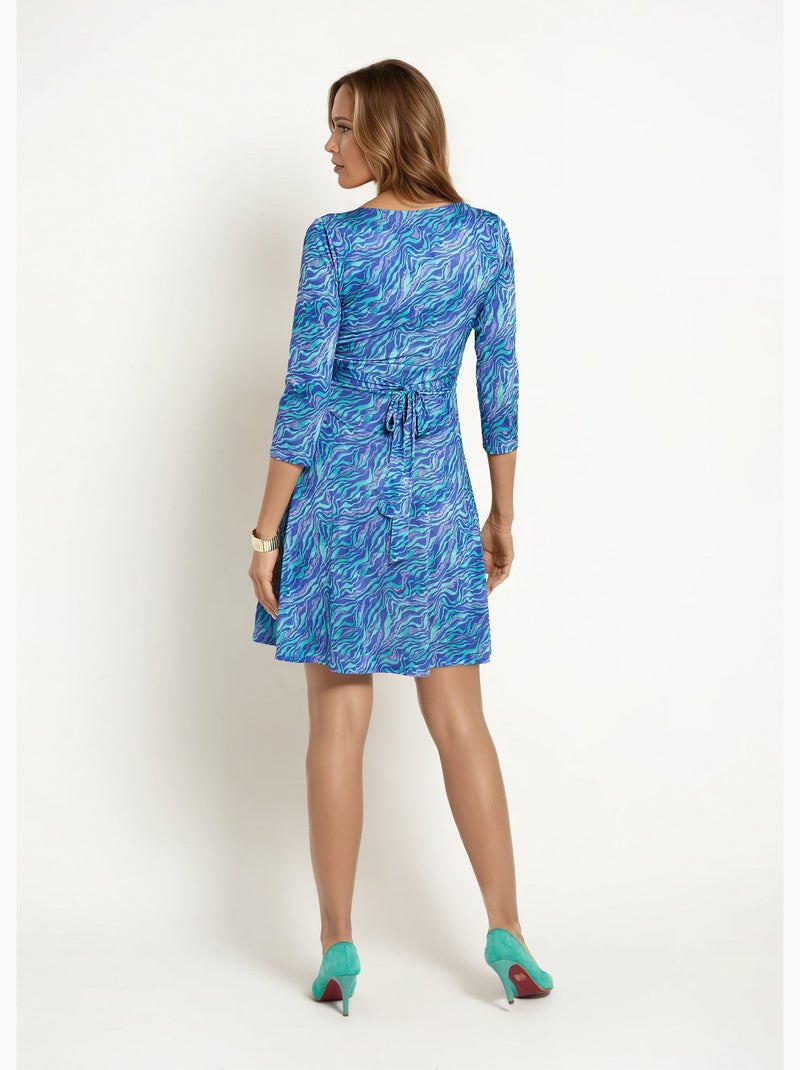 Vestido cruzado elástico con cintura plisada - Afibel Verde - Kiabi