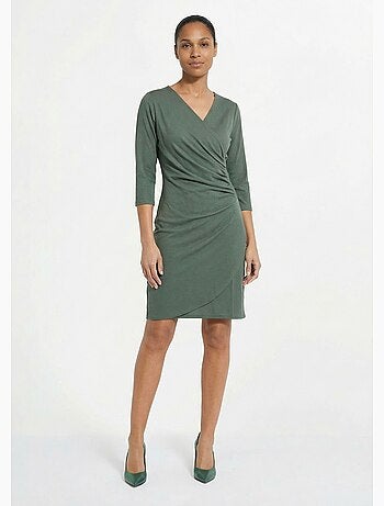 Vestido cruzado esencial de punto acanalado - Afibel