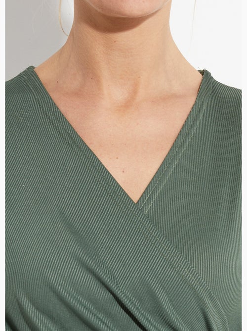Vestido cruzado esencial de punto acanalado - Afibel - Kiabi
