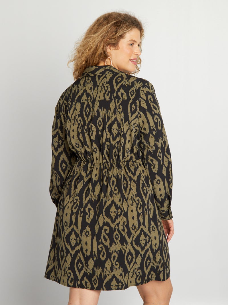 Vestido cruzado estampado NEGRO - Kiabi