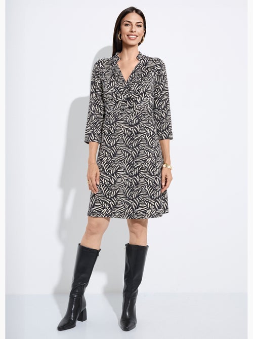 Vestido cruzado fluido con estampado de follaje - afibel - Kiabi