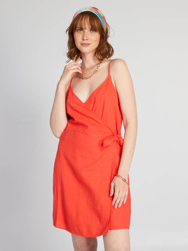 Vestido cruzado Rojo - Kiabi