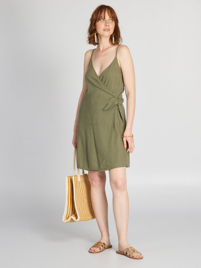 Vestido cruzado verde liquen - Kiabi