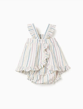 Vestido + cubrepañal a rayas étnicas B&S