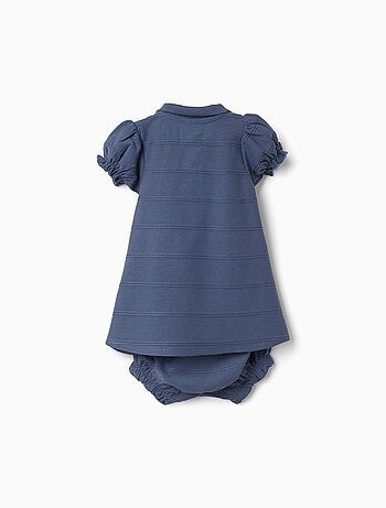 Vestido + cubrepañal de algodón con líneas en relieve B&S