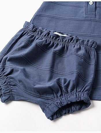 Vestido + cubrepañal de algodón con líneas en relieve B&S