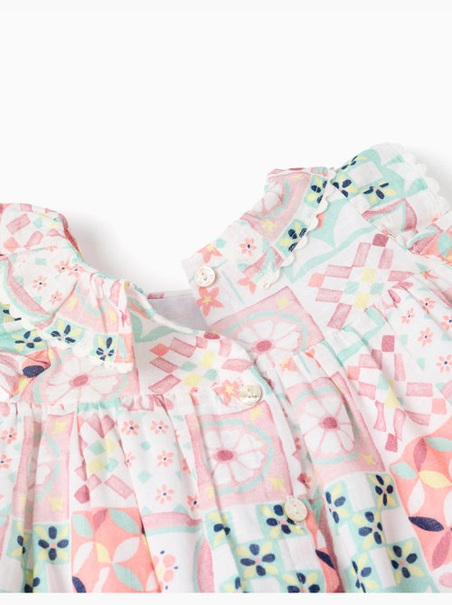 Vestido + cubrepañal de algodón con motivo de azulejos - Kiabi