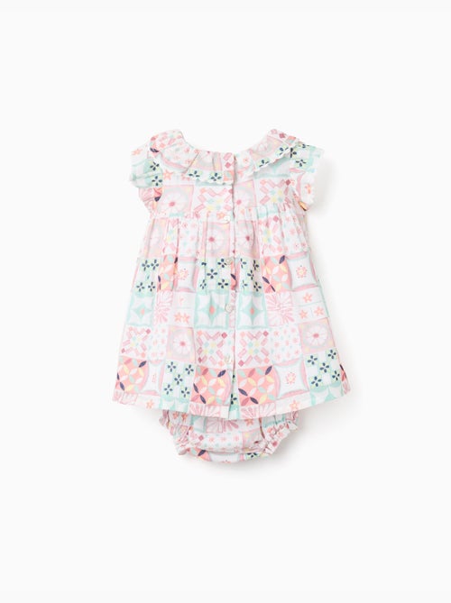 Vestido + cubrepañal de algodón con motivo de azulejos - Kiabi