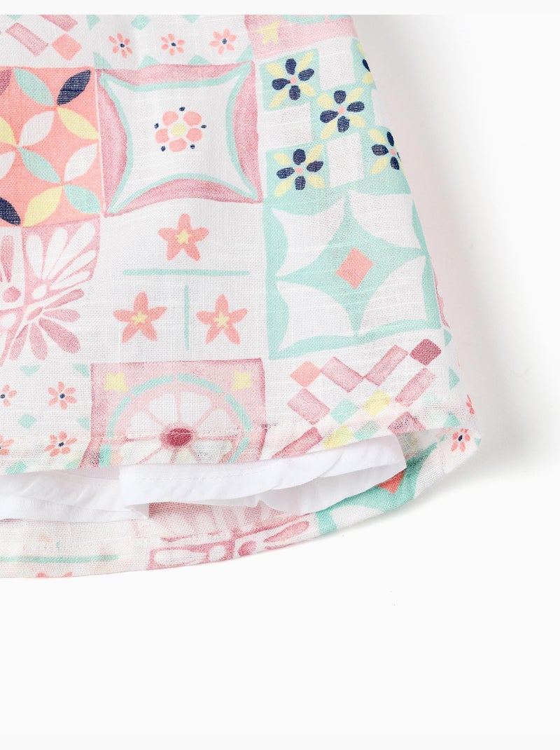 Vestido + cubrepañal de algodón con motivo de azulejos Blanco - Kiabi